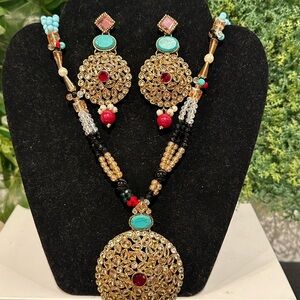 & Other Stories Gold and Turquoise Necklace Set